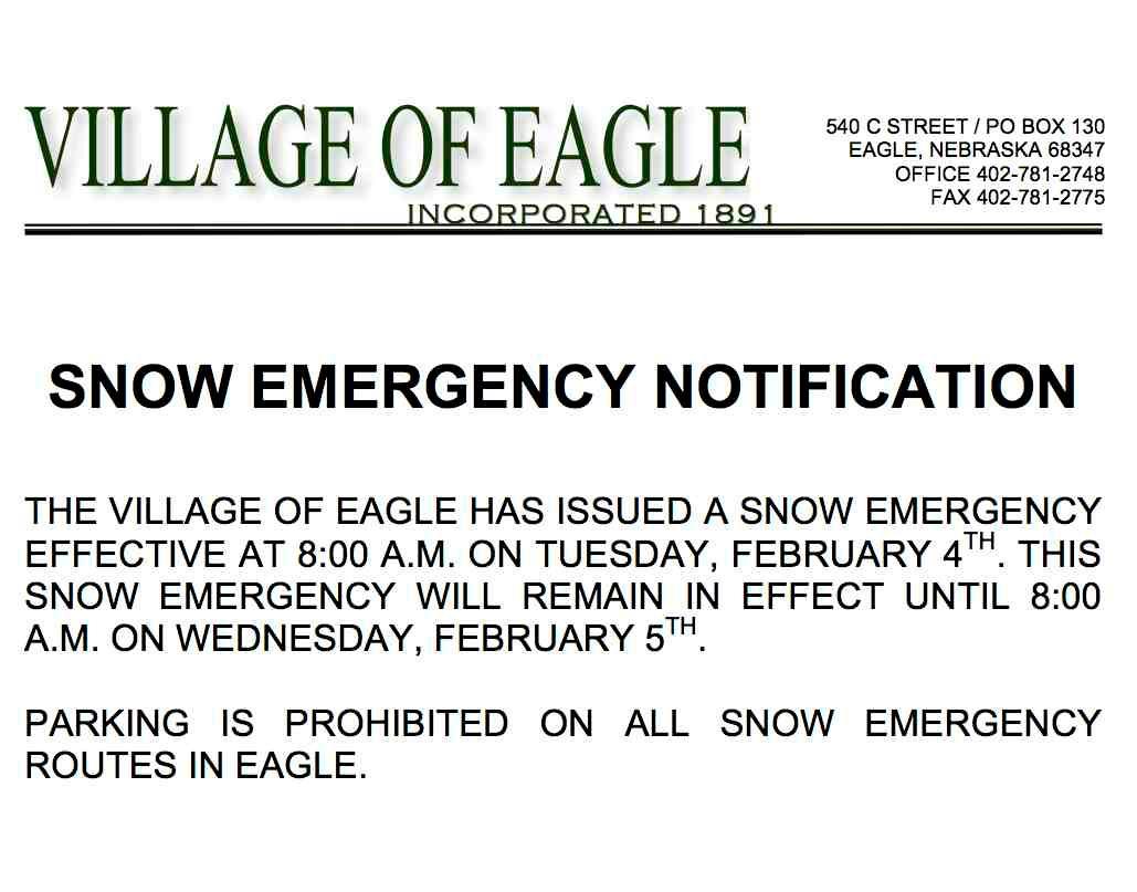 SNOW EMERGENCY FEB 4-5